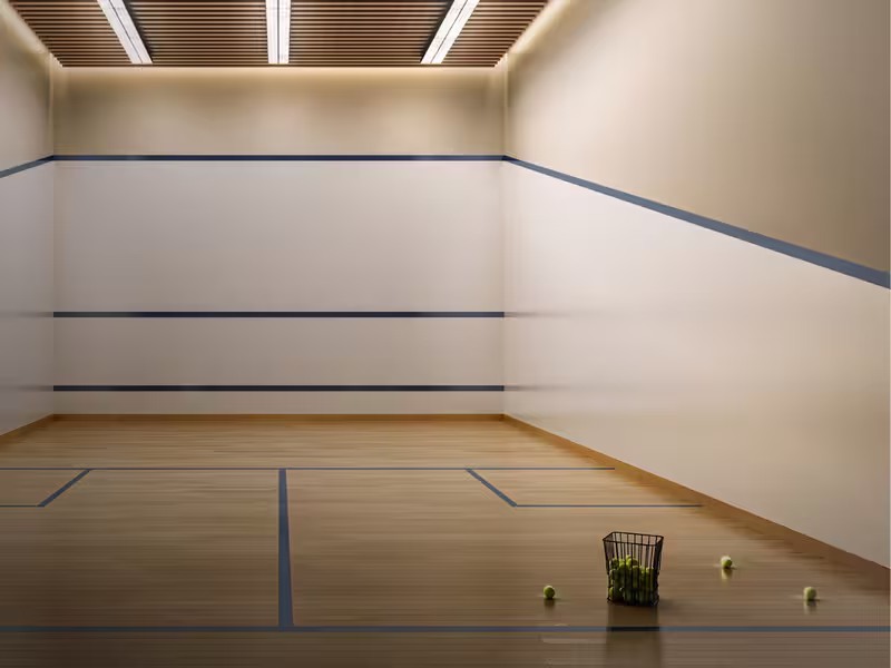Indoor squash court in the clubhouse