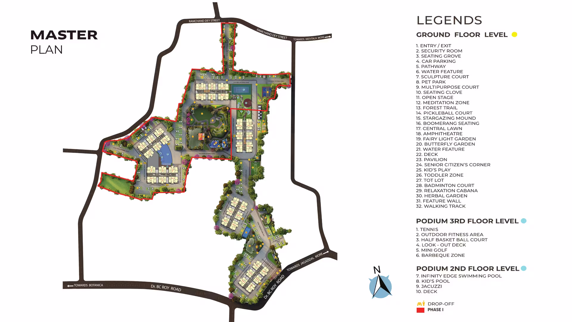 Srijan Orizon master plan with ground and podium level legends