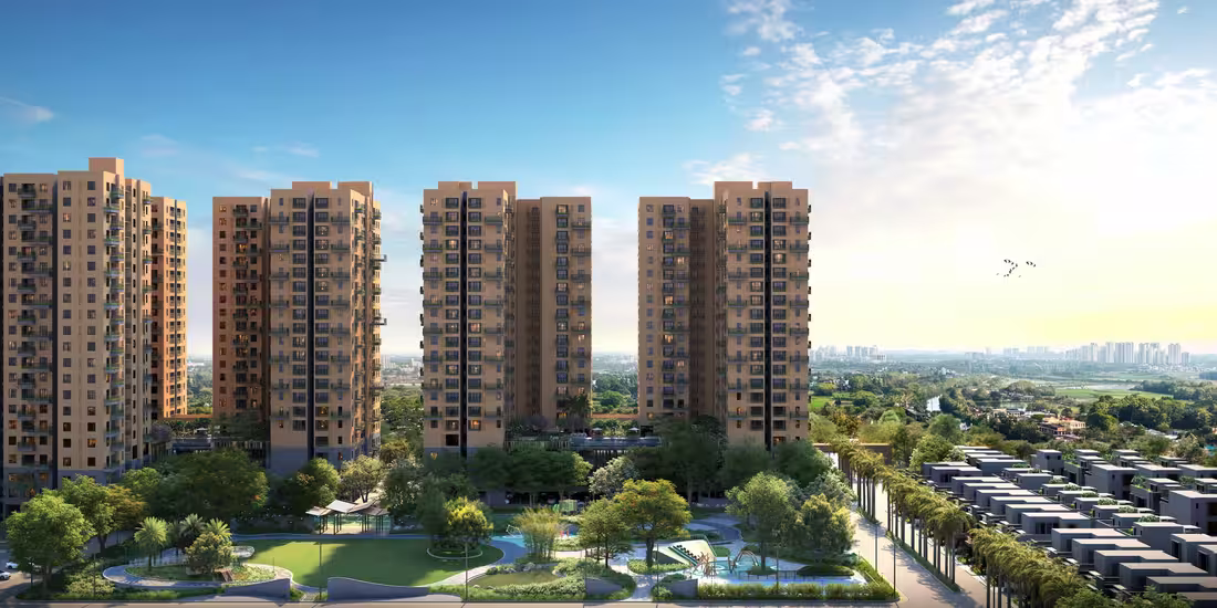 Vinayak 21 Acres towers with landscaped open spaces between them